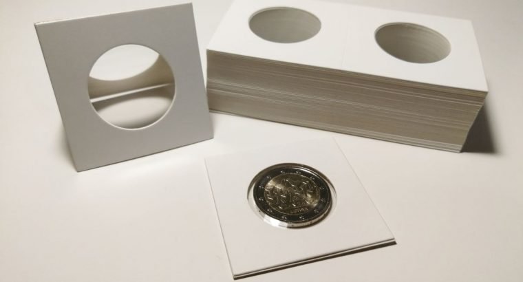 25 kartoniniai laikikliai monetoms su 29mm diametro langu