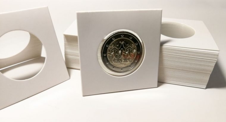 50 kartoniniai laikikliai monetoms su 29mm diametro langu