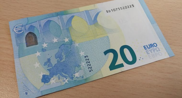 20 eur necirkuliaves apyvartoje banknotas