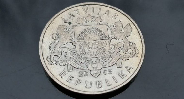 Progine vieno lato moneta 1 lats 2005 su riestainiu