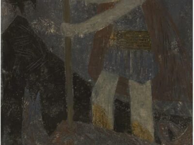 Atvirukas su Elenos JAKUTYTĖS grafikos darbo „Šv.Jurgis, 1966” reprodukcija.