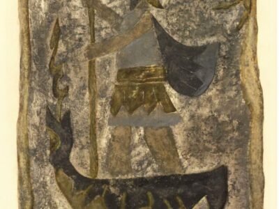 Atvirukas su Elenos JAKUTYTĖS grafikos darbo „Šv.Jurgis” reprodukcija.