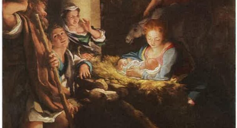 Atvirukas su Correggio paveikslo „Šventa naktis“ reprodukcija, VDR.