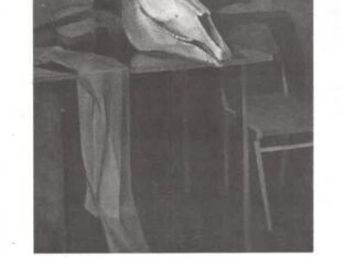Atvirukas su J.Čepėno paveikslo „Natiurmortas po skėčiu“ reprodukcija.