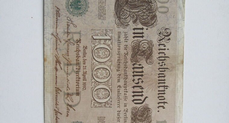 1000 mark , Vokietija , 1910 žalias štampas