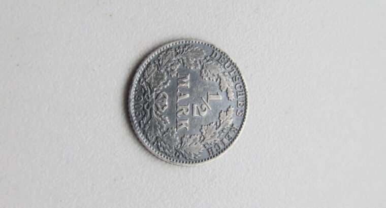 1 / 2 mark , Vokietija , 1905 D sidabras