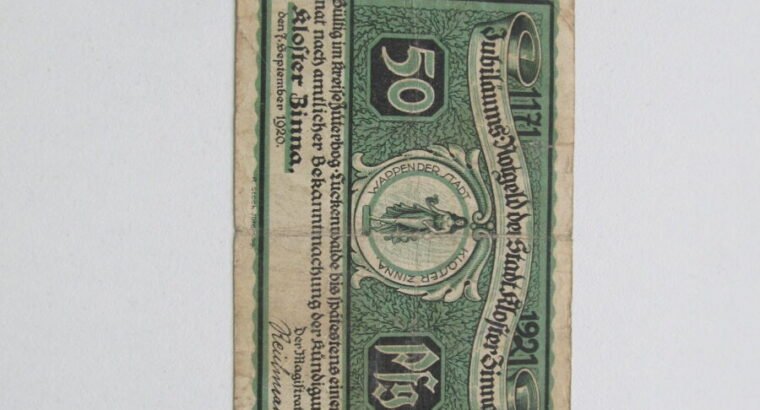 Notgeldas 50 pfennig , Kloster Vokietija ,1920
