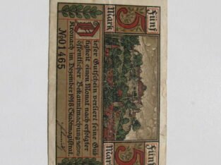 Notgeldas 5 mark , Kronach Vokietija , 1918