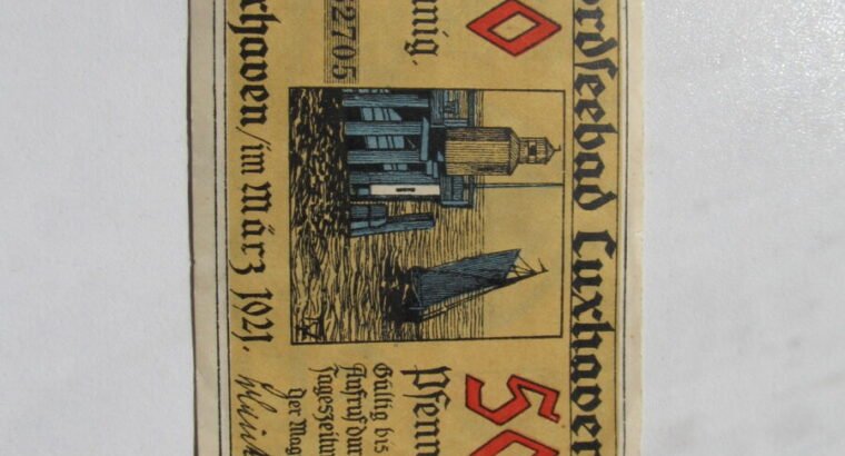 Notgeldas 50 pfennig , Cuxhaven Vokietija , 1921