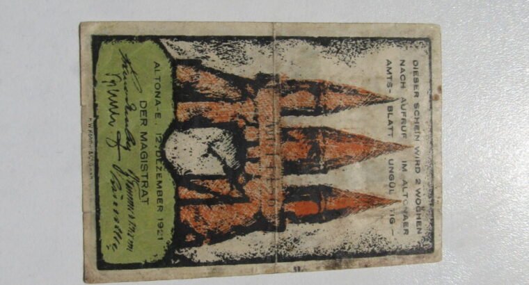 Notgeldas 80 pfennig , Altona Vokietija , 1921